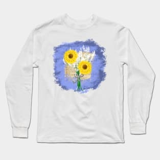 Bookish Sunflowers with Baby's Breath Long Sleeve T-Shirt